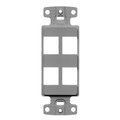 Hubbell Hubbell NS614GY 4 Port Decorator Keystone Frame Plate; Gray NS614GY